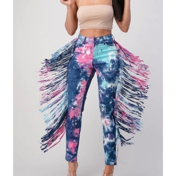 DAISY BRAND Frayed Fringe Tie Dye Jeans Pants. Medium. NWT - Picture 1 of 3